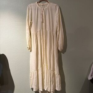 Lovestitch Tiered Ruffle Yellow Maxi Dress Prairie Cowgirl Western Cottagecore M